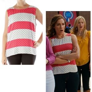 TALBOTS Sleeveless Colorblock Polka Dot Top LP